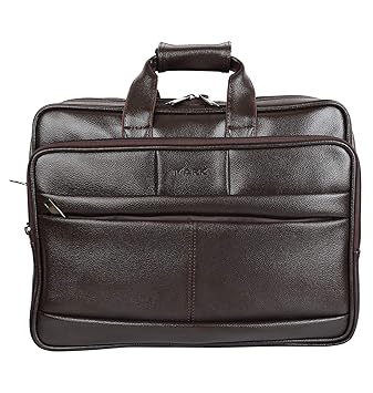 Laptop Messenger Bag Leatherette Briefcase Computer Satchel Up to 16 Inch -Brown