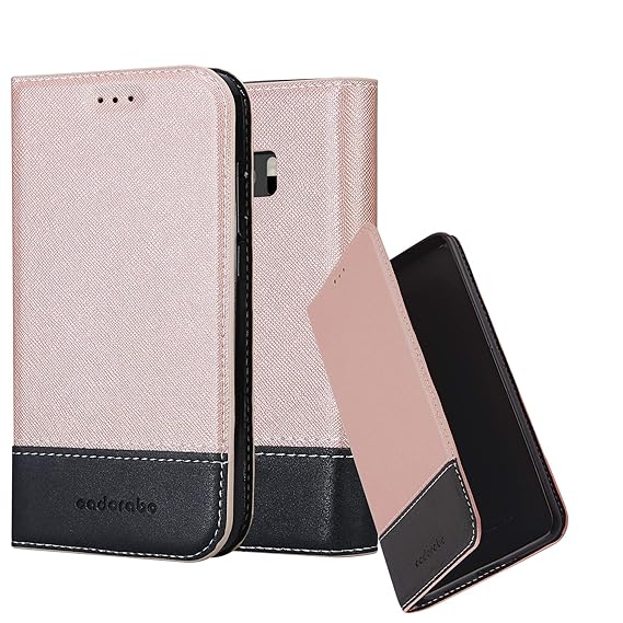 Cadorabo Hülle für HTC 10 (One M10) - Hülle in Rose Gold SCHWARZ – Handyhülle mit Standfunktion und Kartenfach aus Einer Kuns