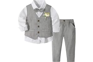 Volunboy Baby Boys Formal Wedding Ring Bearer Outfits Toddler Gentleman Bowtie Vest Guest Suits Dress Shirt Pants Set