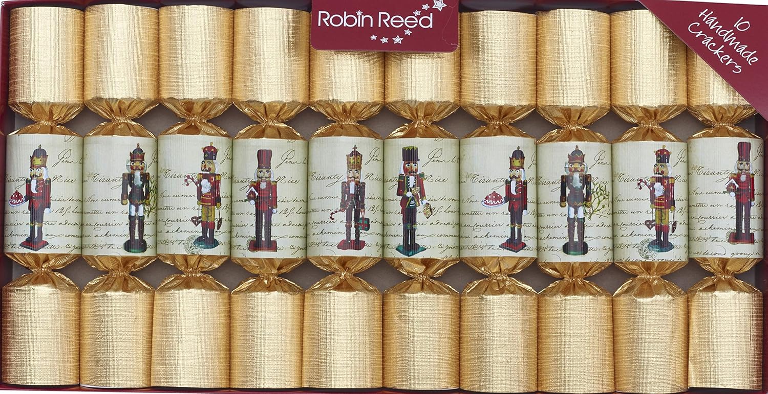 Nutcrackers - Robin Reed 10 x 8.5 Handmade Christmas Crackers - Nutcracker on Gold
