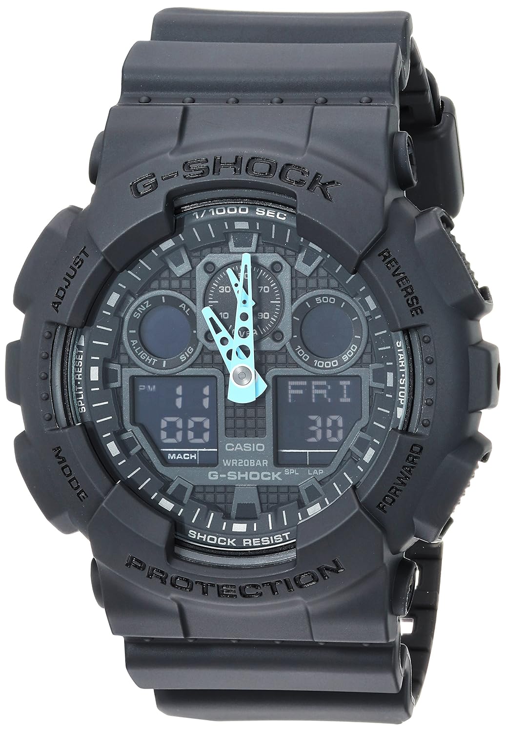 Amazon.com: Casio Men's G-Shock Analog-Digital Watch GA-100C-8ACR,  Grey/Neon Blue: Casio: Watches