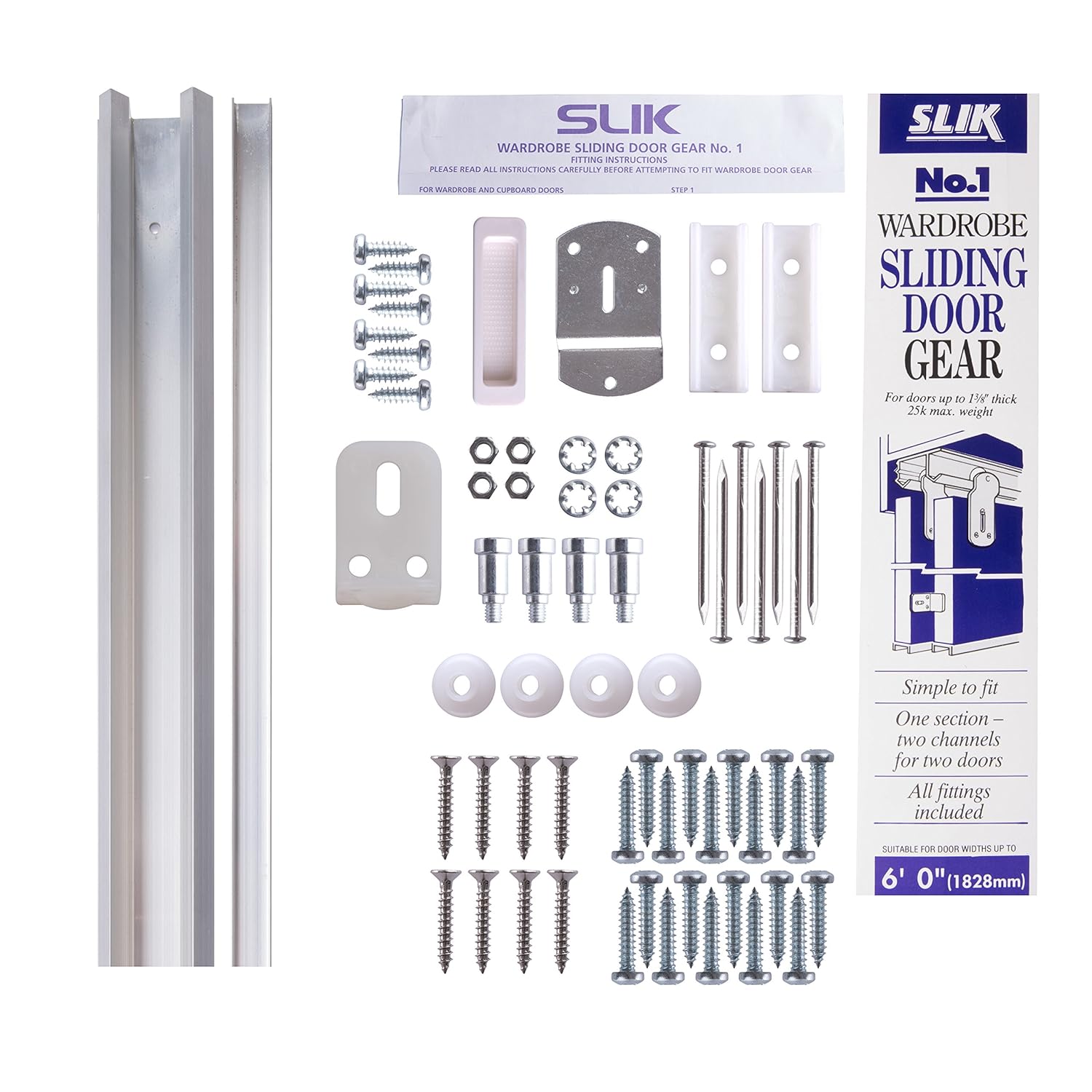 Slik 08sl001182 Slikwardrobe No 1 Sliding Door Gear Track 1828mm