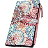 YOUBDM Slim Wallets for Women Credit Card Holder RFID Bifold Clutch Wallets Checkbook with Zipper Pocket