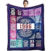 40th Birthday Gifts Women - 1986 Forty Birthday Blanket 60" x 50" - 40 Year Old Birthday Gifts for Women - Happy 40 th Bday Gift for Her, Woman, Female, Sister - Unique 40th Birthday Gift Ideas