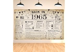 DARUNAXY 60th Birthday Party Decorations, Vintage Back in 1965 Banner 60 Year Old Birthday Party Poster Supplies Vintage 1965 Backdrop Photography Background for Men & Women 60th Class Reunion Decor