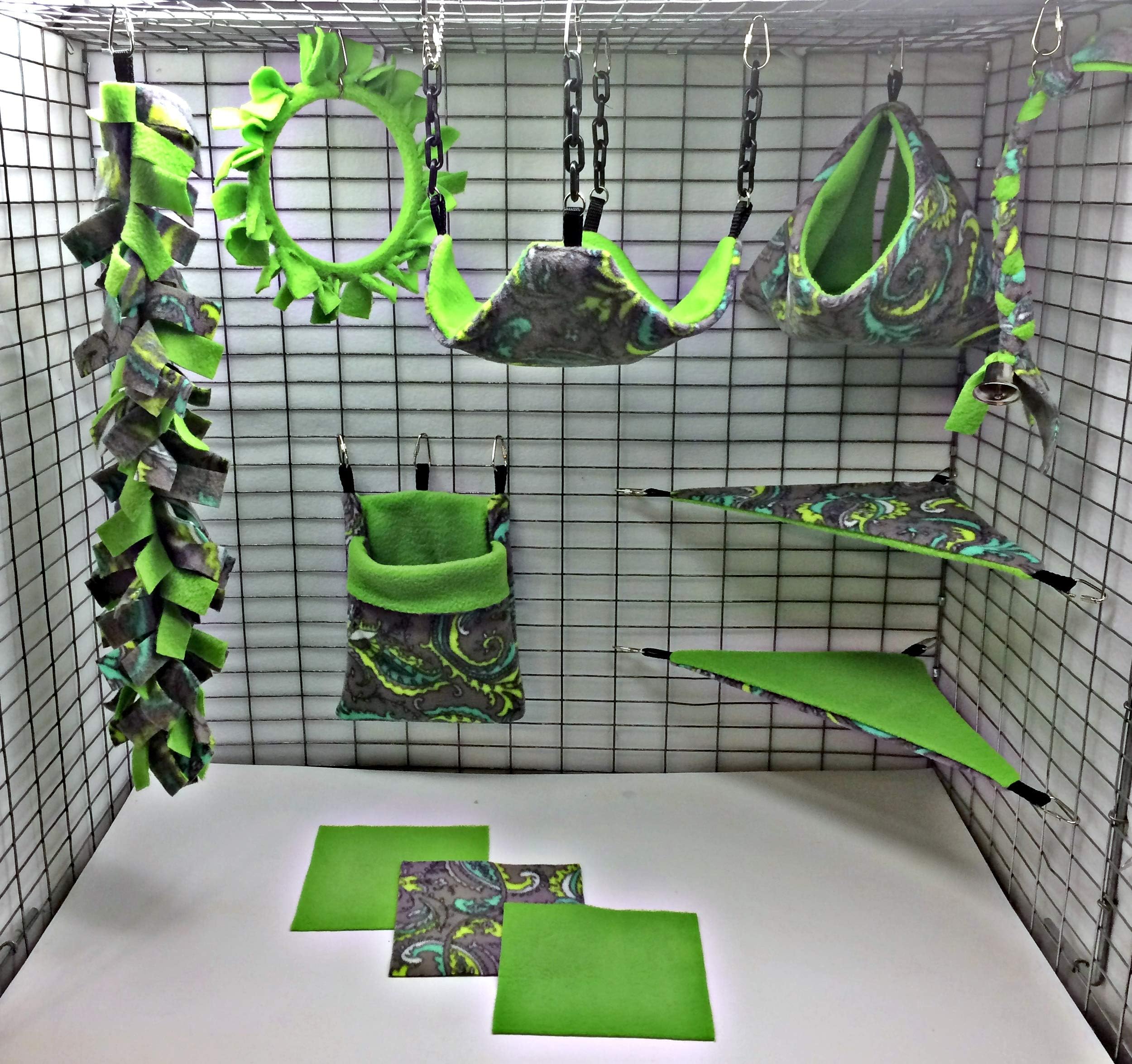 Sofun Pet Products 11 Piece Sugar Glider Cage Pouch Set Double Layered Fleece