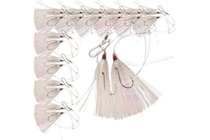 UNCLE MO'S SALTWATER TACKLE Uncle Mo’s Tackle - 1, 5 & 10 Pack Options - Fluke Flounder Hey Now Killer Hi-Lo Rig – MYLAR Teaser For Saltwater – BKK Black Size 3/0 Octopus Hook - 30lb Heavy Duty Mono 2ft long - Black Duo-Lock Snaps