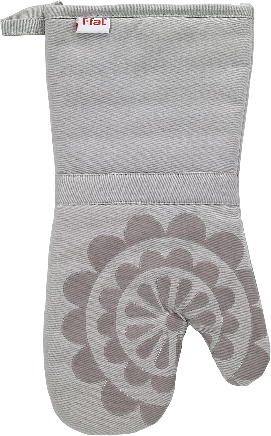 T-fal Textiles 50954 Medallion Design 100-Percent Cotton and Silicone Oven Thumb Mitt, Gray, Individual