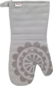 T-fal Textiles 50954 Medallion Design 100-Percent Cotton and Silicone Oven Thumb Mitt, Gray, Individual
