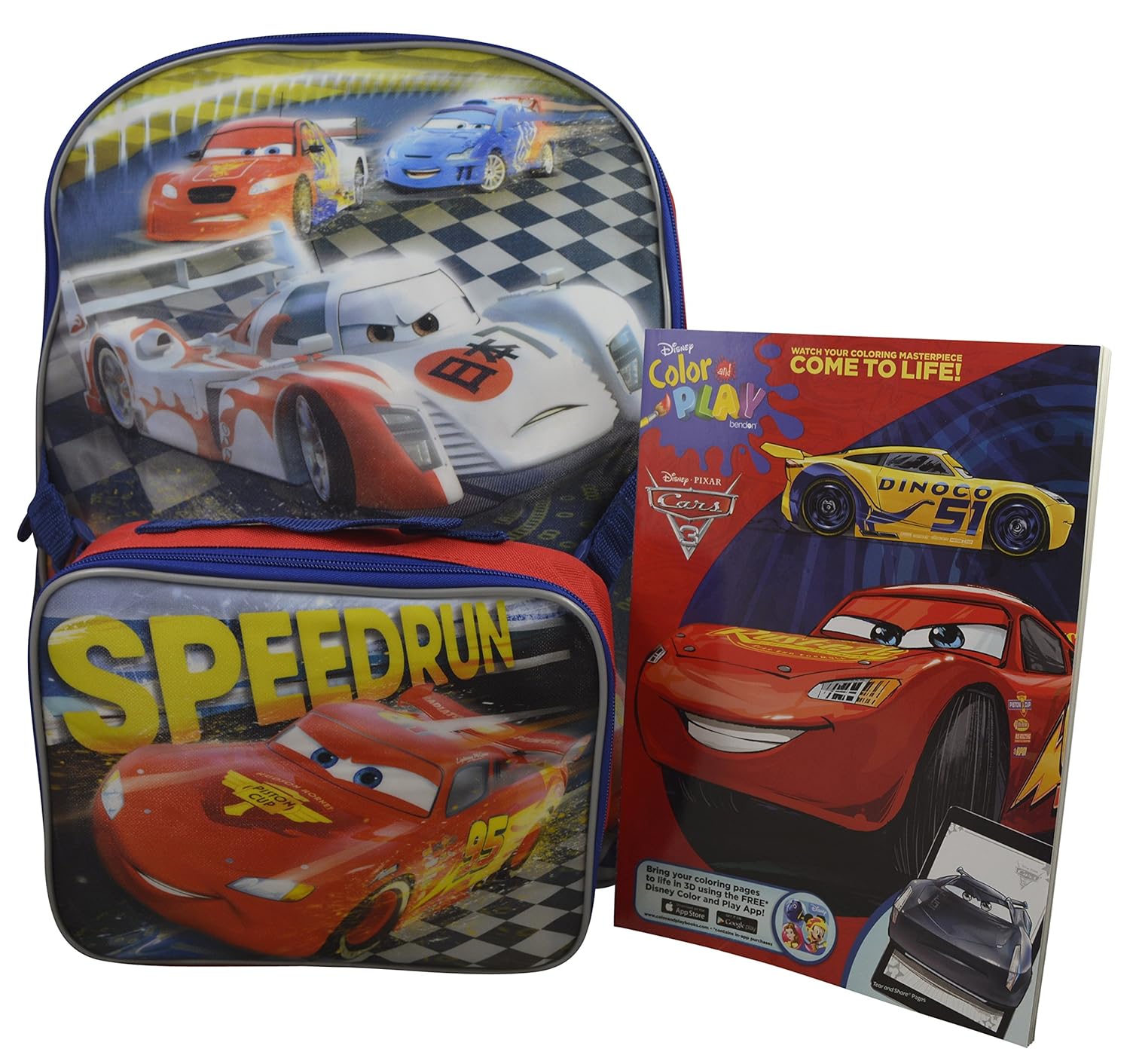 Disney Pixar Cars Kid S Large 16 Backpack With Detachable Lunchbox Bonus Coloring Book Amazon In Home Kitchen