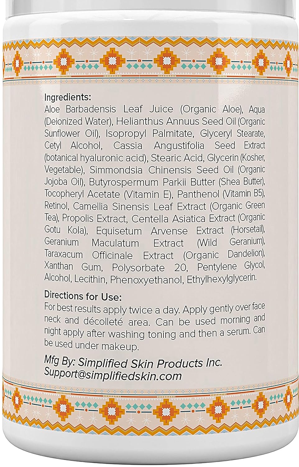 Retinol Moisturizer Cream 2.5% for Face & Eye Area with Vitamin E & Hyaluronic Acid for Anti Aging, Wrinkles & Acne - Best Night & Day Facial Cream by Simplified Skin 1.7 oz: Beauty