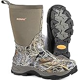 Showave Men's Rubber Boots Durable Waterproof Insulated Rain Boot Neoprene Heavy-duty Mud Outdoor Garden Working Hunting Boots