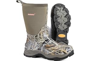 Showave Men's Rubber Boots Durable Waterproof Insulated Rain Boot Neoprene Heavy-duty Mud Outdoor Garden Working Hunting Boots