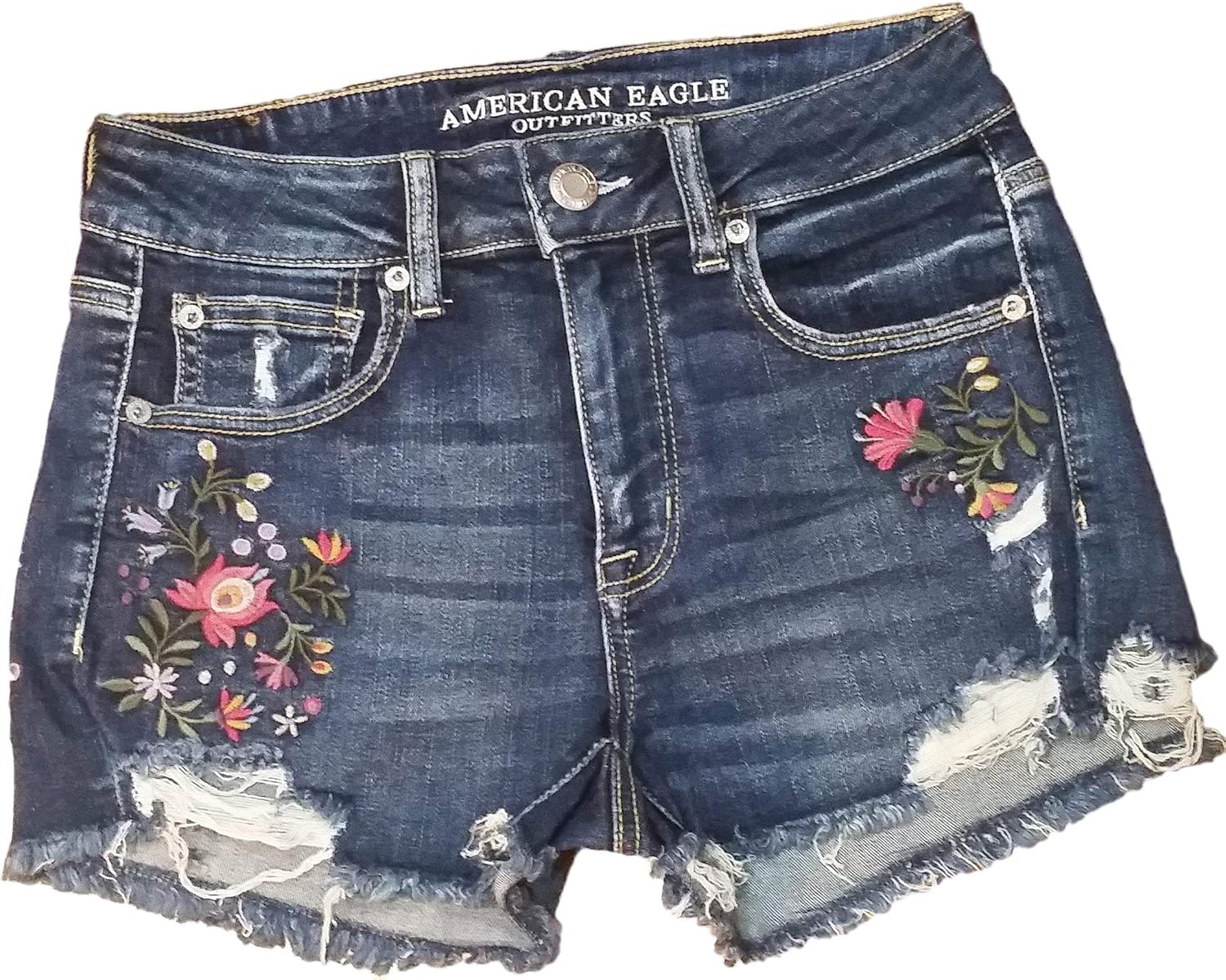 flower embroidered shorts