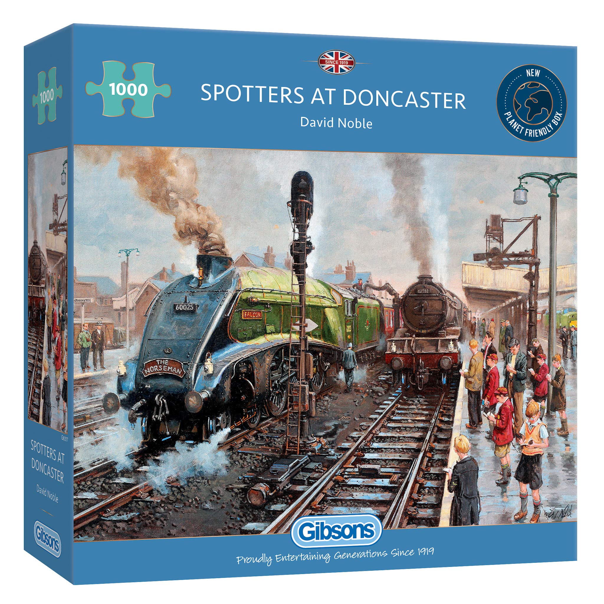 Spotters at Doncaster | 1000 Piece Jigsaw Puzzle | Steam Engine Puzzle | Sustainable Jigsaw Puzzle for Adults | Premium 100% Recycled Board | Great Gift for Adults | Gibsons Games