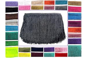 SEW TRENDS 10 Yards of 4" Long Chainette Fringe Thread Yarn Tassel Trim Braid Fringe for Crafts Sewing and Decor-Black