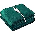Wapaneus Foot Pocket Heated Blanket Electric Throw with 10 Heating Levels and 4 Timer Settings 4 Hours Auto Shut Off, Flannel Fast-Heating Heated Throw 50" x 60", Machine Washable, Vintage Green