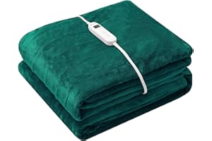 Wapaneus Foot Pocket Heated Blanket Electric Throw with 10 Heating Levels and 4 Timer Settings 4 Hours Auto Shut Off, Flannel Fast-Heating Heated Throw 50" x 60", Machine Washable, Vintage Green