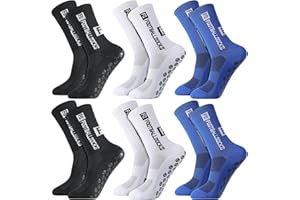 GGSTDDUP 6 Pairs Grip Soccer Socks for Men Anti Slip Athletic Socks Non-Slip Sports Football Basketball Socks with Grip Pads