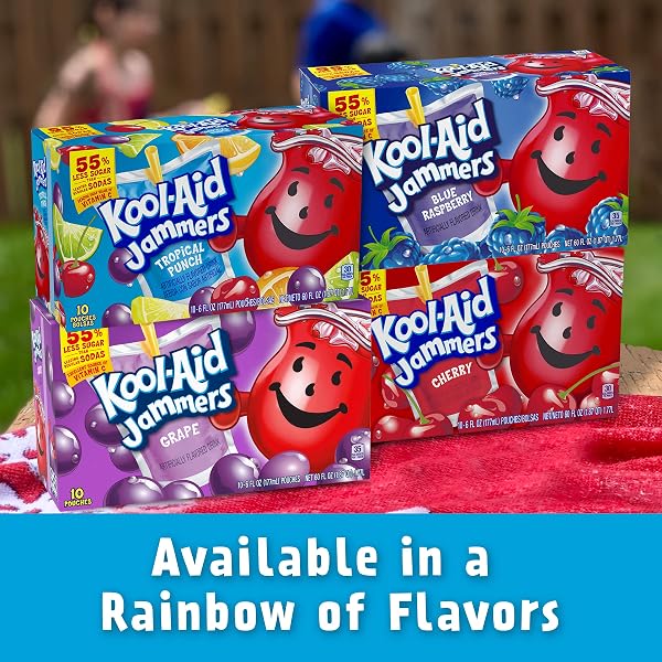 KOOL-AID JAMMERS TROPICAL PUNCH FLAVORED 0% JUICE DRINK, 10 CT BOX, 6 FL OZ POUCHES