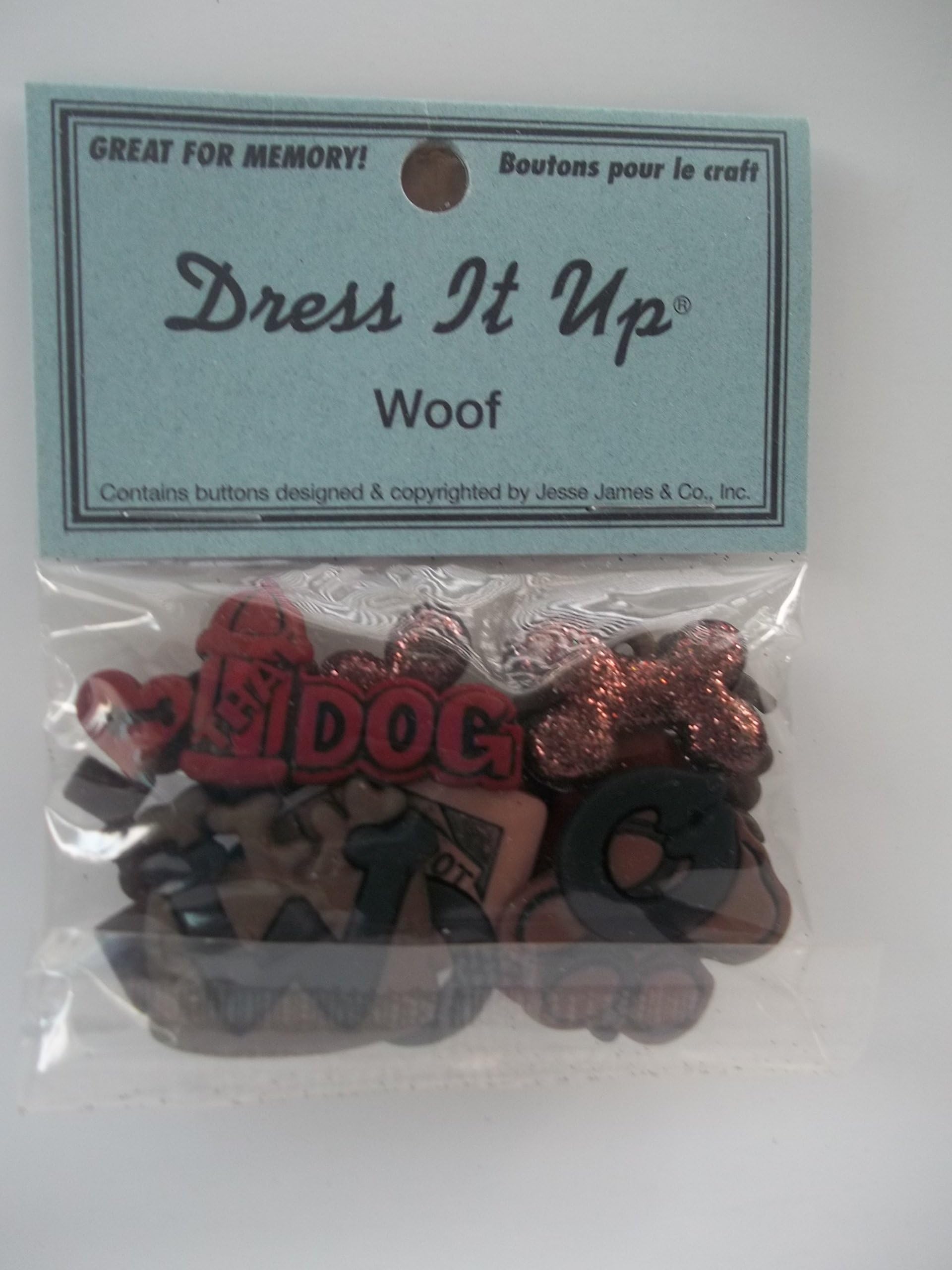 Dress It Up Buttons "Woof" Dog Theme