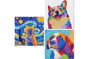 Libfx Diamond Art Kits for Kids 4 PCS Diamond Art for Kids Girls Boys Beginners Arts and Crafts for Kids Ages 8-12 (Cat-Dog)