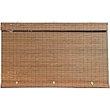 Radiance - Imperial Matchstick Cord Free Roll-Up Bamboo Shade, Fruitwood 36 Inches x 72 Inches