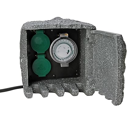 Kopp Energiestation mit 2 Schuko-Steckdosen und mechanischer Zeitschaltuhr, IP44, 5m Zuleitung, grau, 145321017
