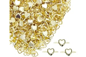 BESTCYC 200pcs 9MM Heart-Shaped Golden Tone Brads Pastel Scrapbooking Card Making Stamping