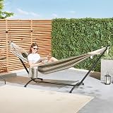 VonHaus Hammock with Stand Freestanding 2 Person Polycotton Green view 2