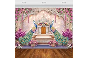 Indian Peacock Backdrop, Boho Pink Floral Palace Decorations, Indian Wedding Indian Ceremony Party Decoration Bridal Shower P