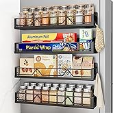 Mystozer 16.9 Inch Wide Large Capacity Magnetic Spice Rack for Refrigerator, 4 Pack Metal Fridge Shelf, Black