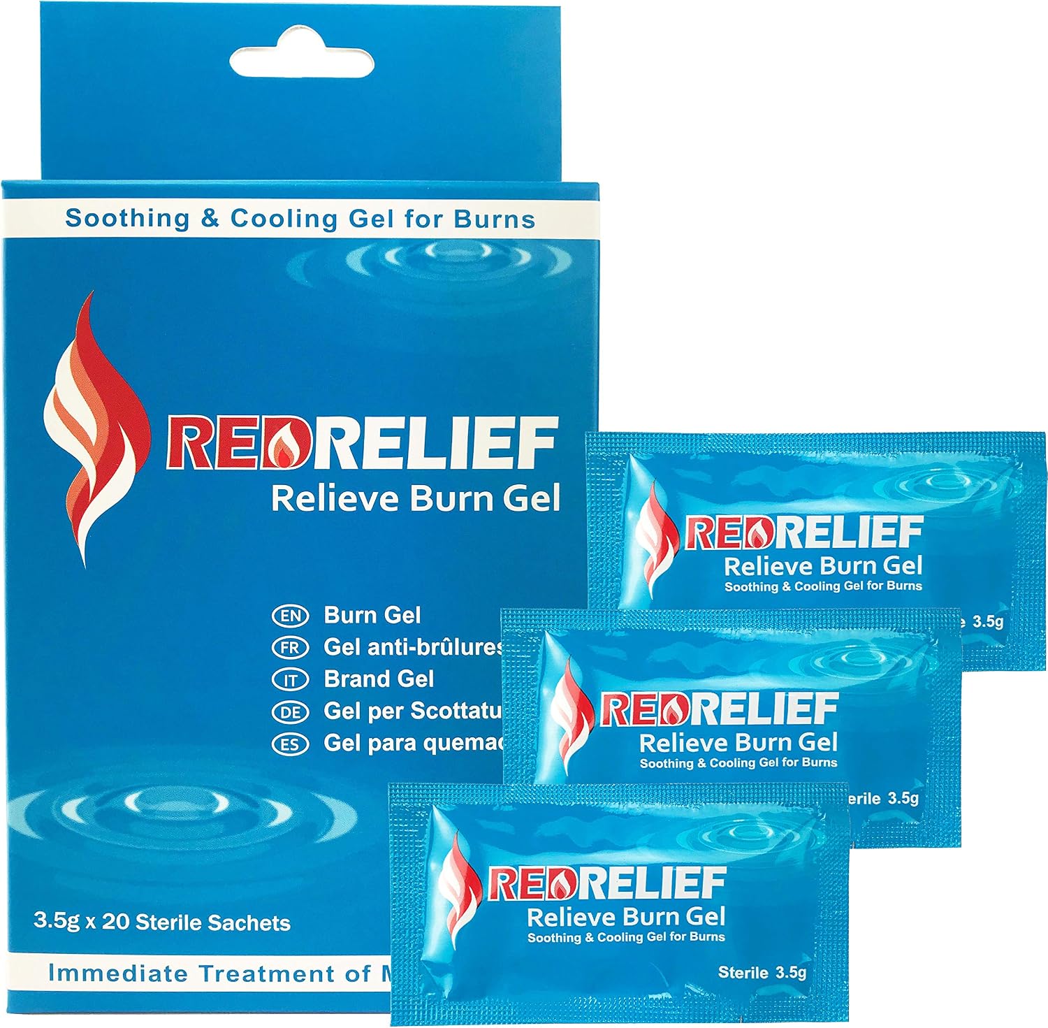RedRelief Burn Gel Sachets 3.5g - Pack of 20, 3.5 g (Pack of 20)
