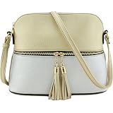 FSD.WG Women's Tassel Crossbody Bag - Blue Vegan Leather, Multi Pockets, Adjustable Strap, Large Size - View #2