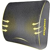 Goodyear Ergonomic Lumbar Support Pillow for Office Chair, Gaming Chair, or Car, Memory Foam Cushion with Ventilated Mesh and Adjustable Strap for Long Lasting Comfort