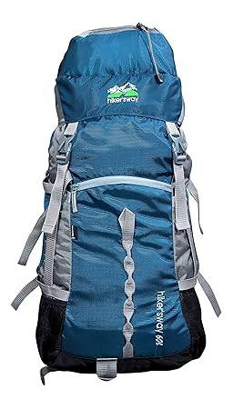 Hikers way 60 Ltrs Navy Blue Internal Frame Rucksack Backpacks Travel Bag Hiking Bag Camping Bag Trekking Bags with Waterproof Compartment & (HW-6001NavyBlue)