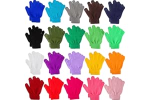 Rcanedny 20 Pairs Kids Winter Gloves Knit Stretchy Gloves for Boy and Girl Students Class Prize Christmas Gifts