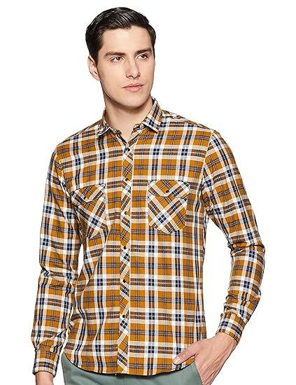mens yellow slim fit shirt