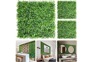 Aboofx Artificial Grass Wall Panels, 8 Pack 10x10in Green Wall Decor Greenery Wall with 100 Zip Ties, Fence Privacy Panels for Garden Greenery Decoration(16.67 SQ Feet)
