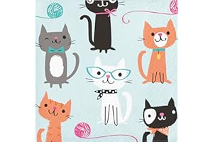 CREATIVE CONVERTING Cat Party Beverage Napkins, 48 ct