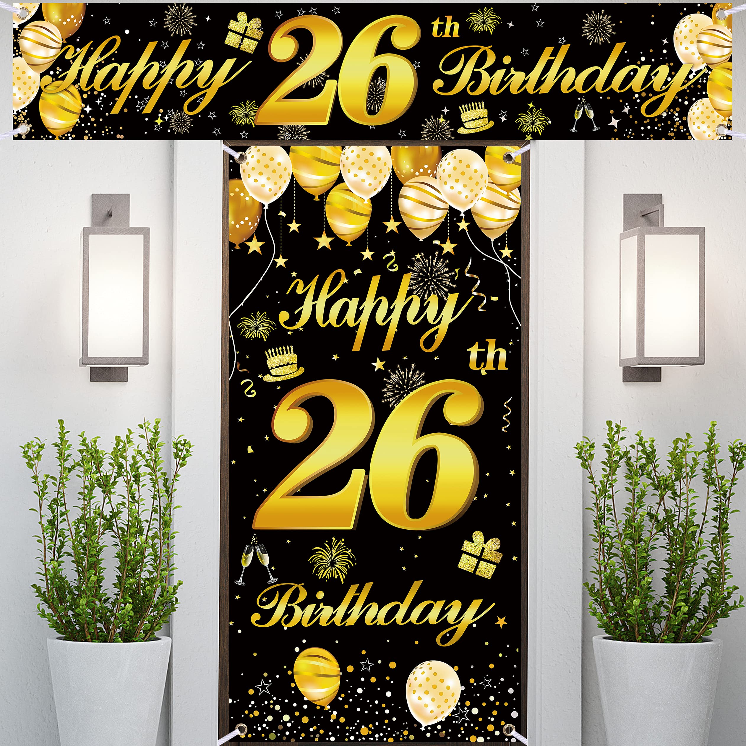 26th Happy Birthday Door Banner IMISI Birthday Decorations Birthday Backdrop Decorations for a Party