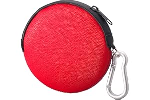 OneJoy Mini Round Coin Purse with Clip on, Lightweight Waterproof Zipper Pouch for Earbuds, Keys, Coins, Compact Travel Storage Case for Women & Men [ Red ]