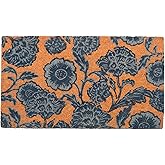 Eco Living Coir Door Mat, Floral Print Entryway Floor Mats with Non-Slip PVC Backing, Indoor Outdoor Mat for Front Door Decor, Door Mat, Welcome Mats with Chelsea Flower Print, Blue, 30”x 17”