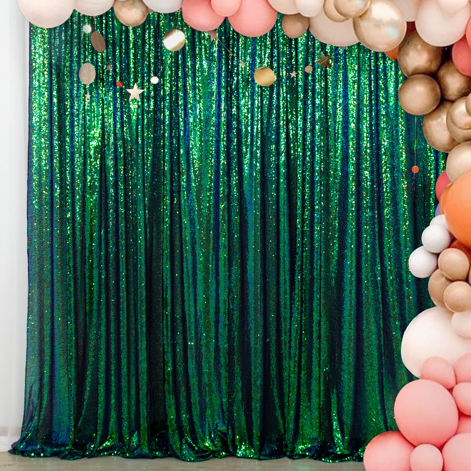 ShinyBeauty Iridescent Green Sequin Backdrop