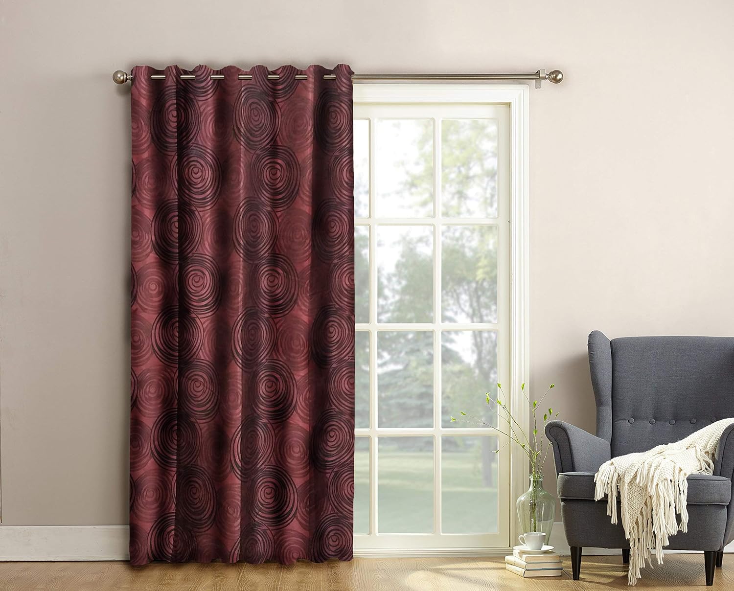 Buy Linen Yards Polyester Elite Swirl Door Curtain Brown 4 7ft