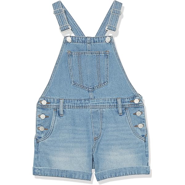 Girls Denim Twill Overalls Shortalls - Cute Jumpsuit Romper With Adjustable Straps & Pockets, Sizes 4-14