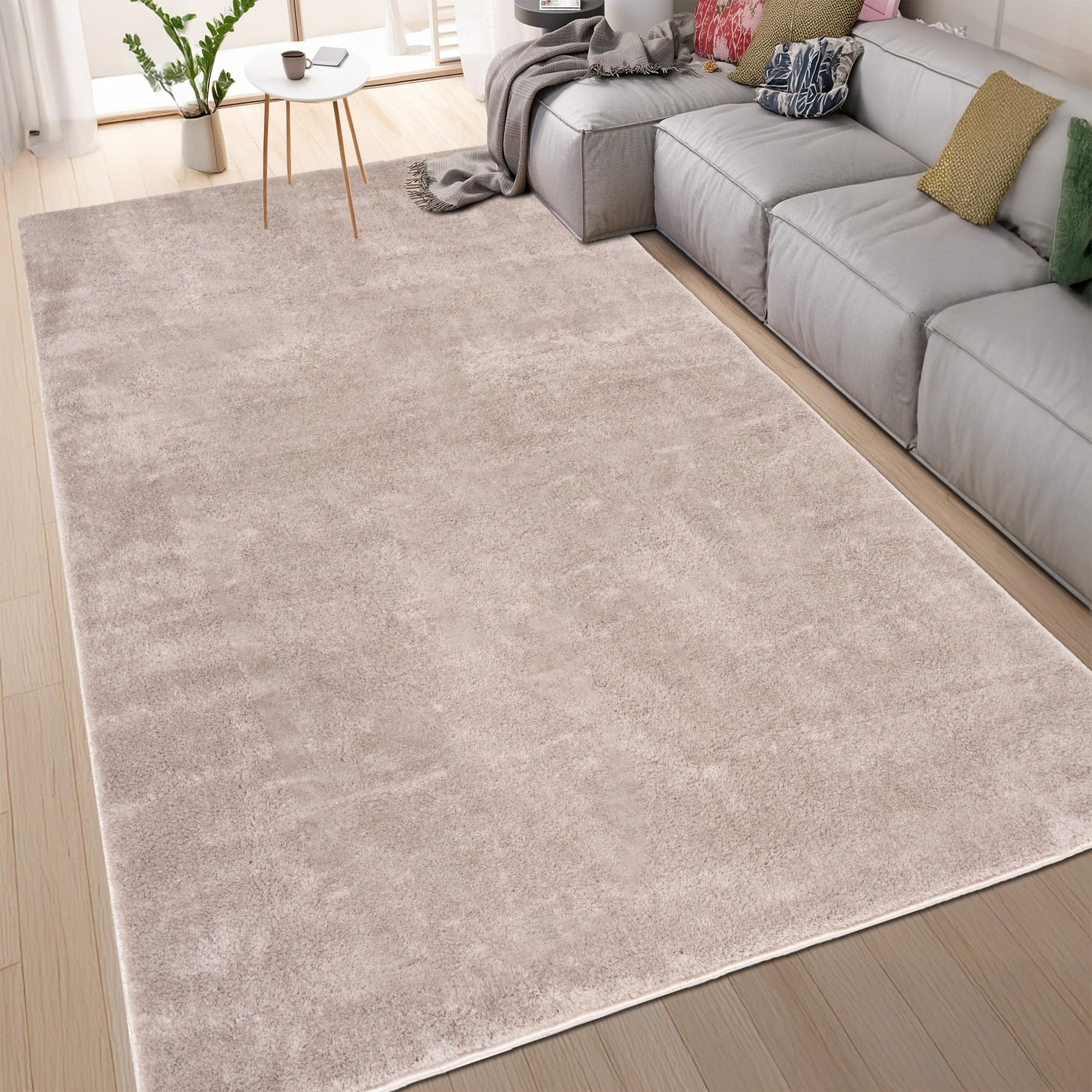 homeart Area Rugs – Soft, Short Pile Monochrome Carpets - Anti-Slip Backing, Machine Washable, Modern Fluffy Rugs for Living Room, Bedroom, Kitchen, Enterance - Brown, 60x110 cm