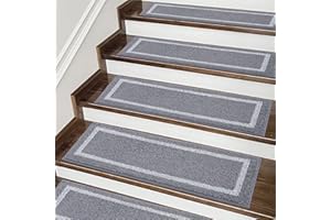 COSY HOMEER Stair Treads Non-Slip, 15PCS 9"x28" Stair Runners for Wooden Steps Indoor, Carpet Stair Treads for Kids and Dogs,