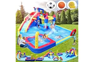 CYCODO 10 in1 Inflatable Water Slide for Kids Backyard,19ft L x 17ft W x 8ft H,Inflatable Bounce House for Kids,Blow Up Water Slides for Backyard,Inflatable Water Park,Inflatable Pool Slide with Blower