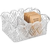 Godinger Crystal Sugar Packet Holder, Tea Bag and Sweetener Caddy | Dublin Crystal Brown Sugar Packet Holder, Glass Toothpick &amp; Tea Bag Holder, Coffee Bar Holder, Housewarming Gifts For Women